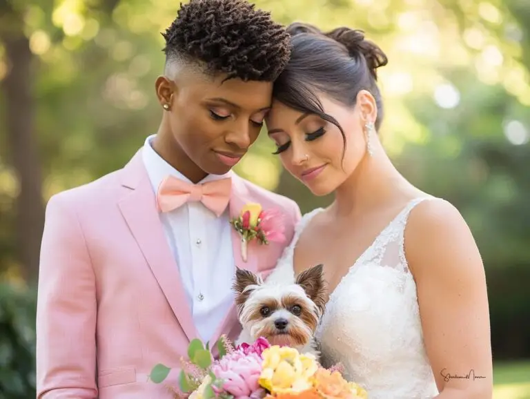 Same-sex couple celebrating their Maryland wedding with officiant Starlene Joyner Burns, offering personalized ceremonies